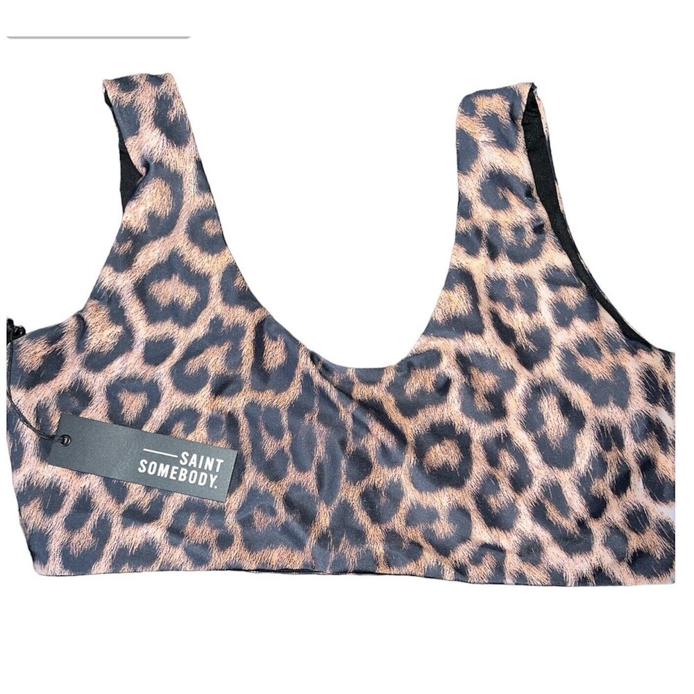 Saint Somebody Bikini Top Womens Sz 14 Wild At Heart Leopard Underwire Luxe New